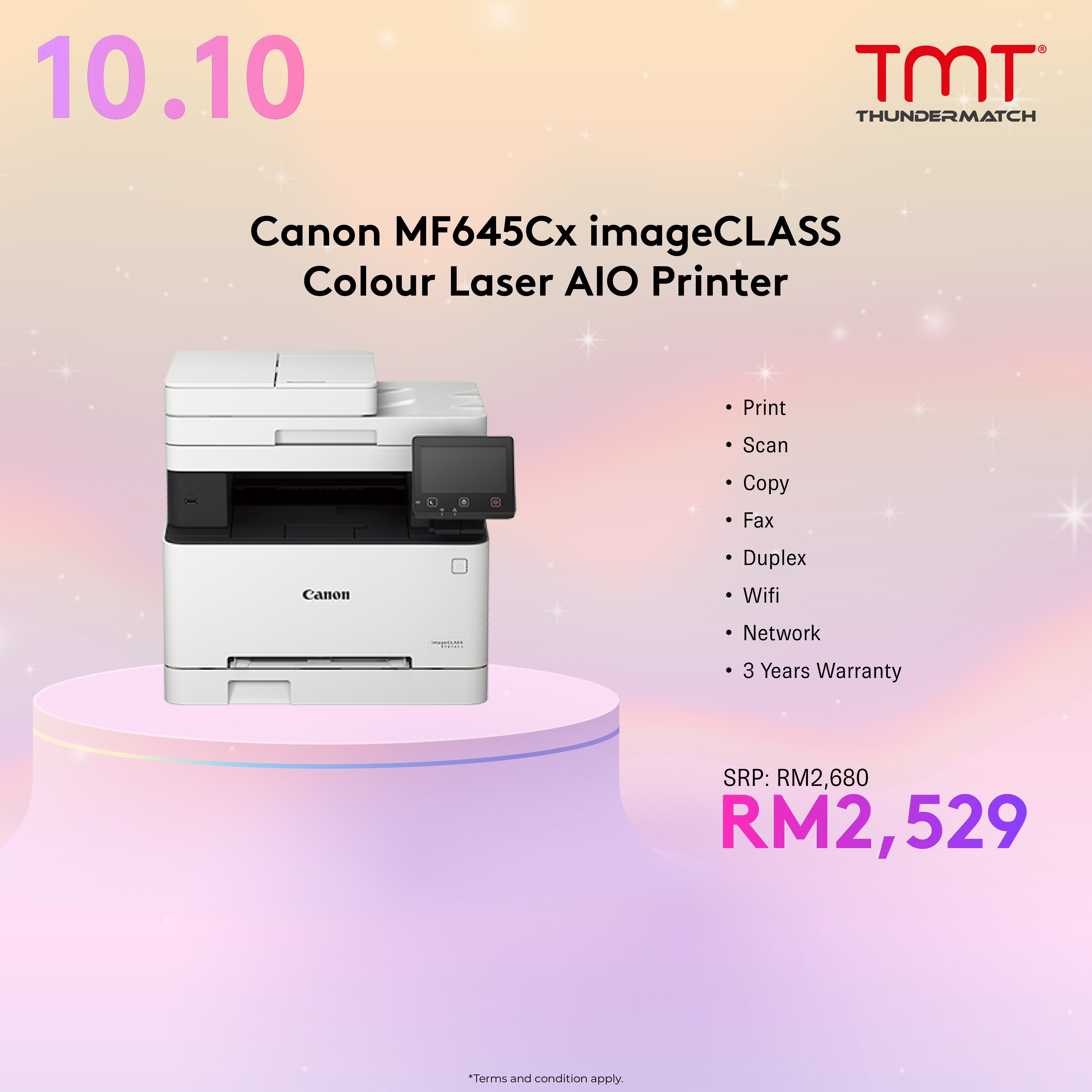 (TNG RM100) Canon MF645Cx Laser | Print | Scan | Copy | FAX Printer |Warranty 3-Yrs Canon OnSite