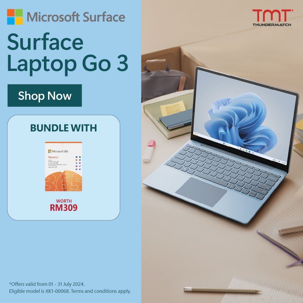 Microsoft Surface Laptop GO 3 (Ice Blue) | i5-1235U | 8/16GB RAM 256GB SSD | 12.4" (Touch) | Intel Iris Xe Graphics | 1Y Warranty