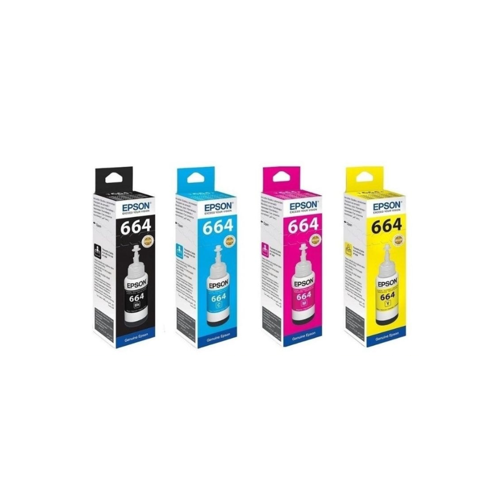 Epson T664 Ink 70ml Black | Cyan | Magenta Pink | Yellow - Original