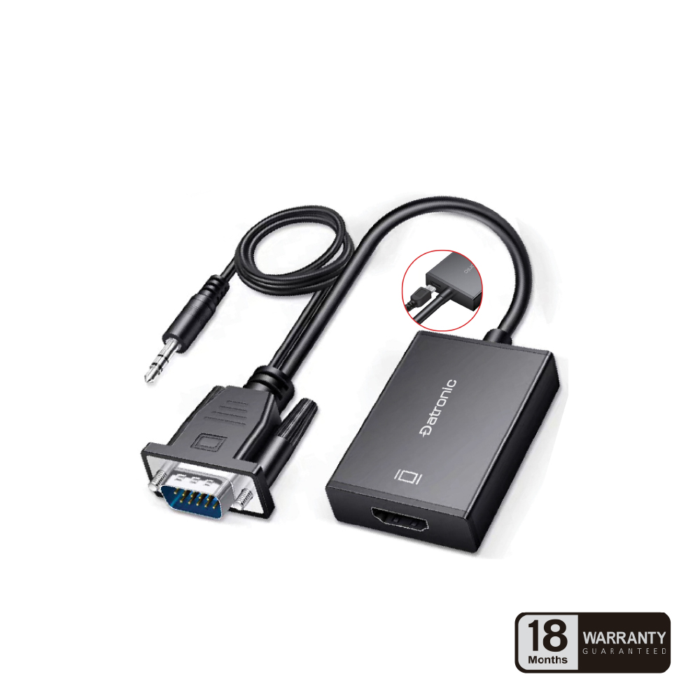Datronic VGA to HDMI Adapter with Audio + Power Port (DVGA-107)