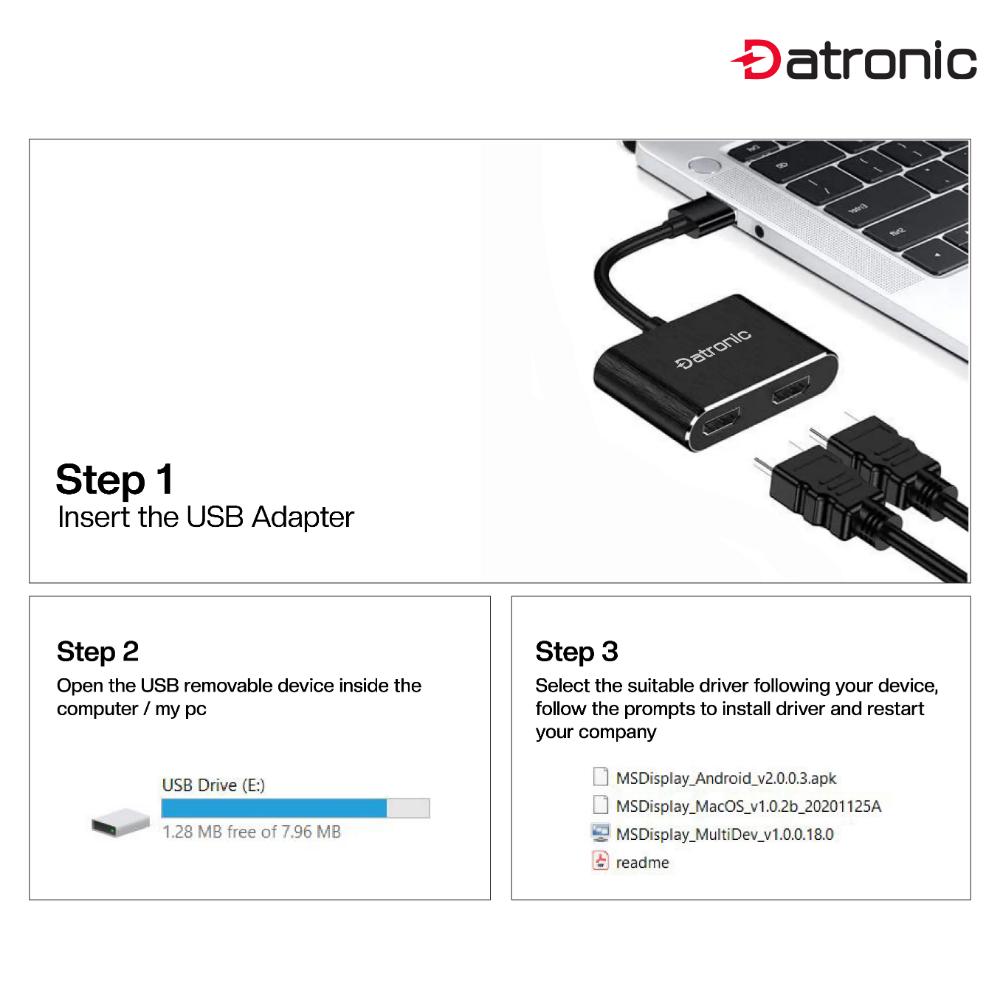 Datronic USB 3.0 to Dual HDMI Adapter (DUSB-181)