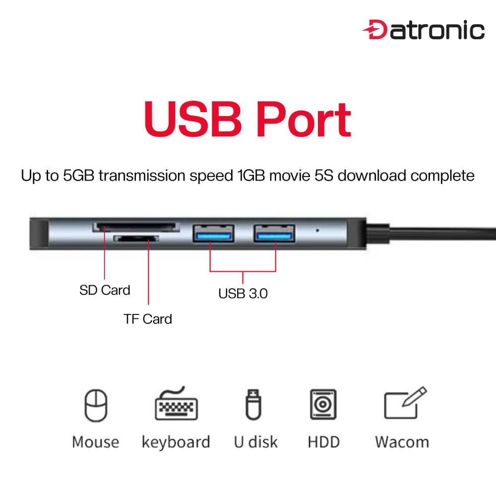 Datronic USB 3.0 to 3-Port USB Hub with SD/TF Card Reader (DUSB-340)