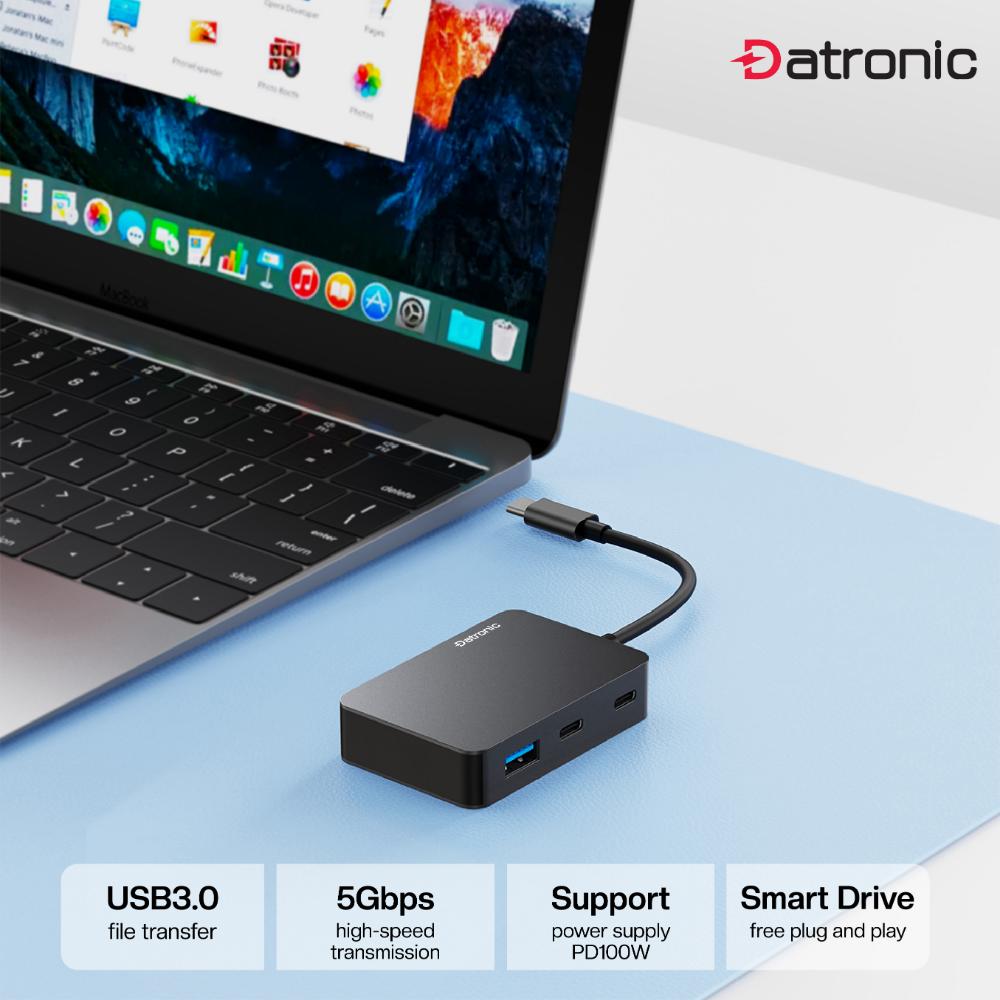 Datronic USB-C to 3-Port USB Hub with USB-C + PD100w (DUSB-344)