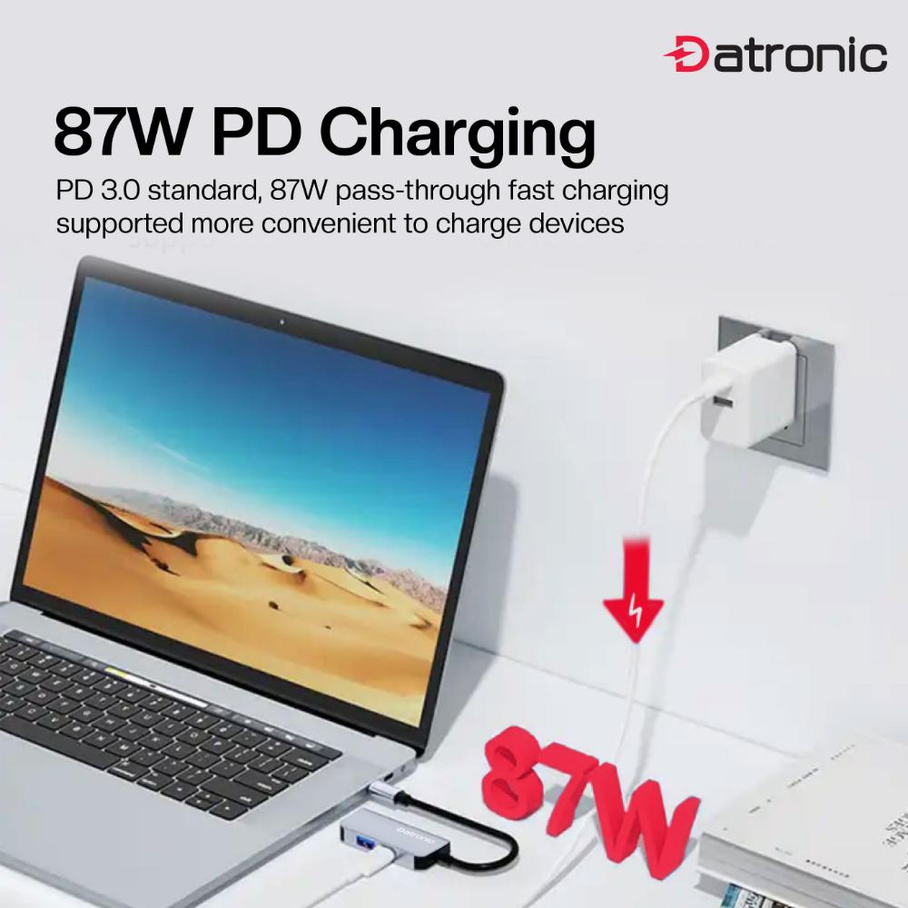 Datronic USB-C 3in1 4K HDMI Multiport with PD87w (DUSBC-207)