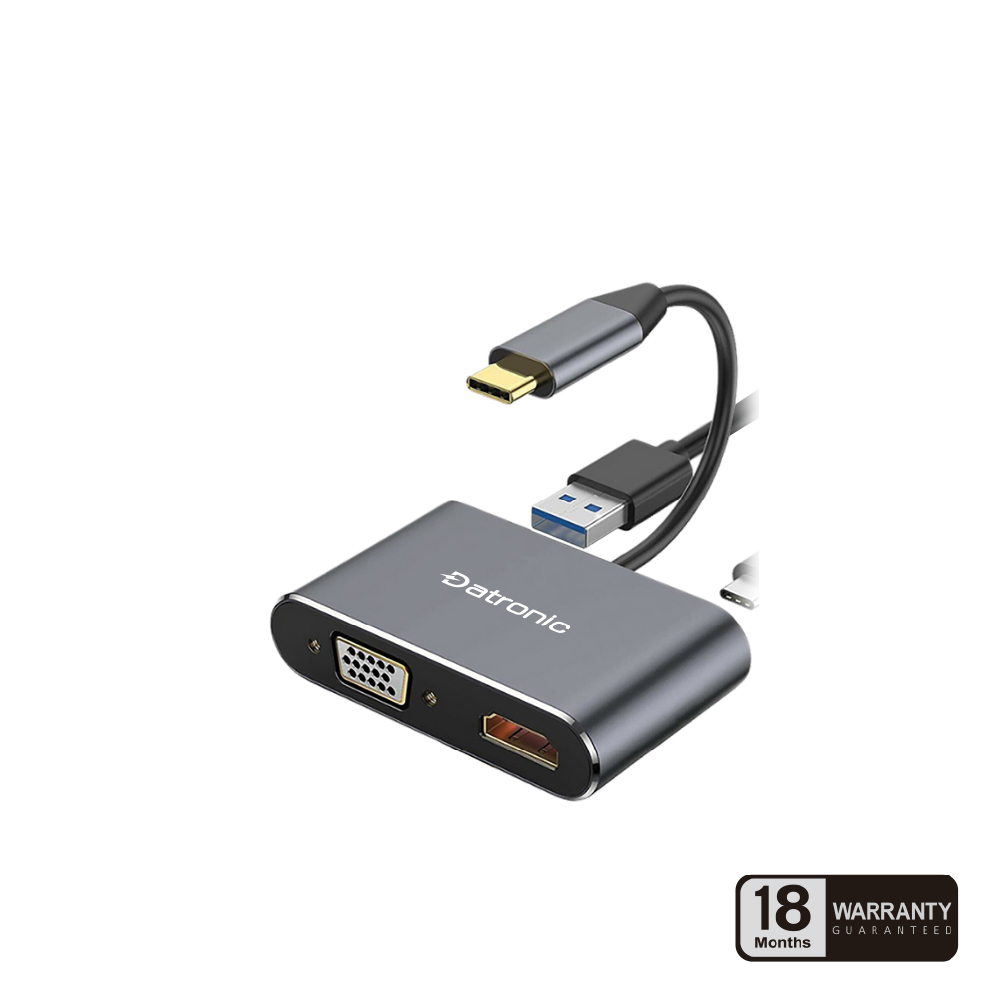 Datronic USB-C 4in1 HDMI VGA Dual Display Multiport with PD100w (DUSBC-209)