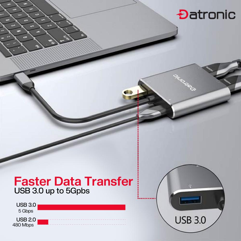 Datronic USB-C 4in1 4K HDMI Dual Display Multiport (DUSBC-210)