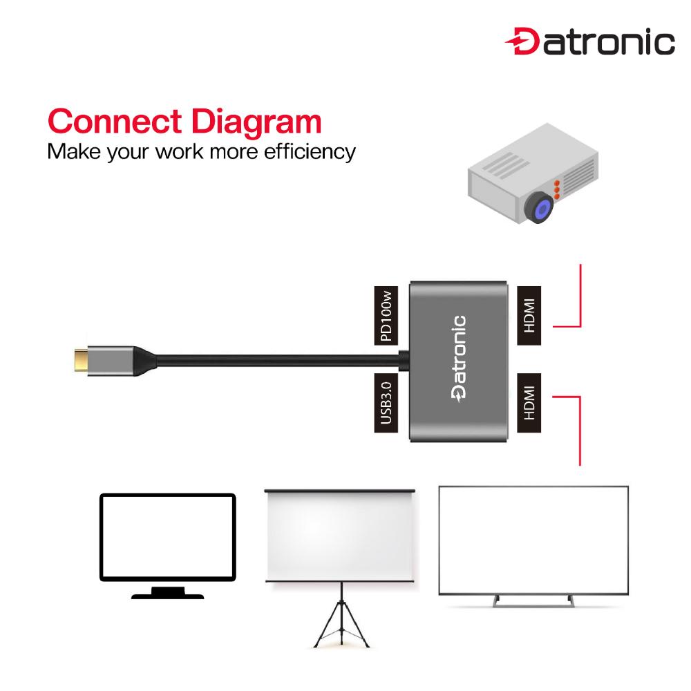 Datronic USB-C 4in1 4K HDMI Dual Display Multiport (DUSBC-210)