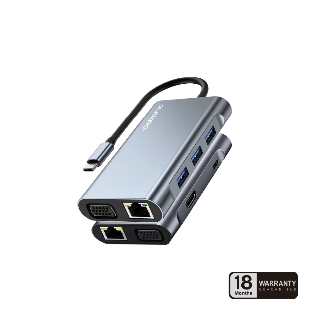 Datronic USB-C 7in1 HDMI VGA Dual Display Multiport with PD100w (DUSBC-213)