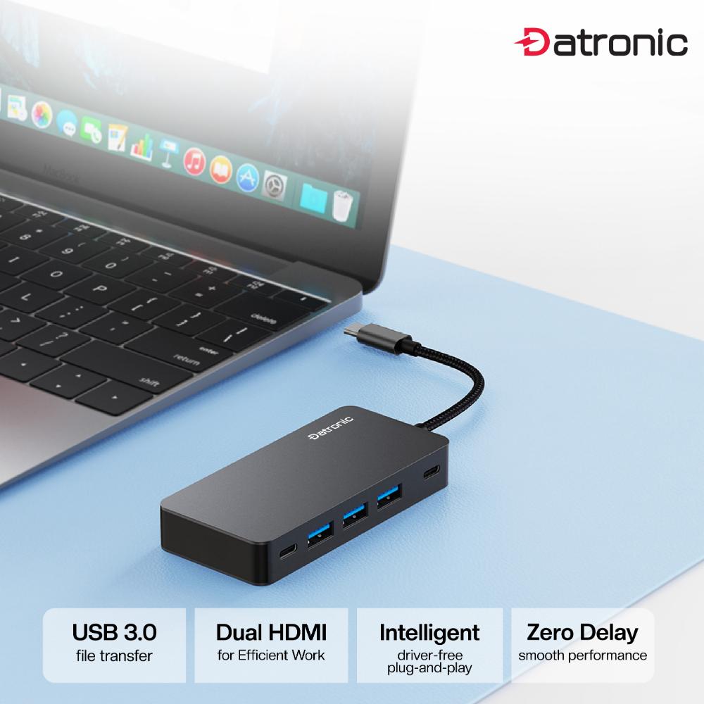 Datronic USB-C 7in1 4K HDMI Dual Display Multiport with PD100w (DUSBC-214)