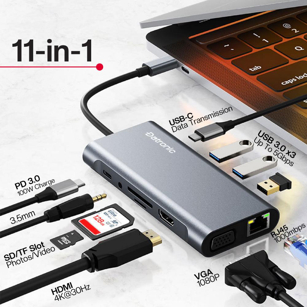 Datronic USB-C 11in1 Full Function Multiport with PD100w (DUSBC-215)