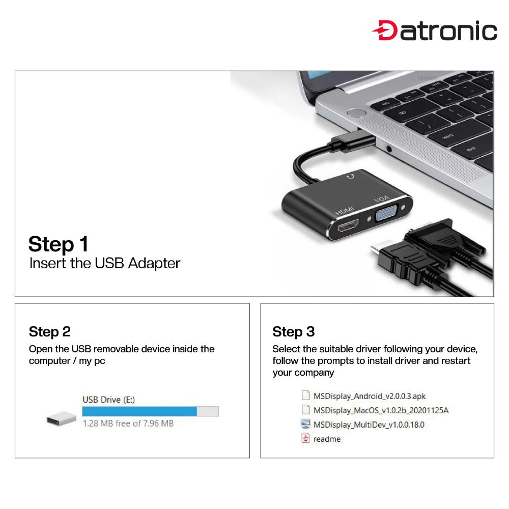 Datronic USB 3.0 to HDMI VGA Adapter (DUSB-180)