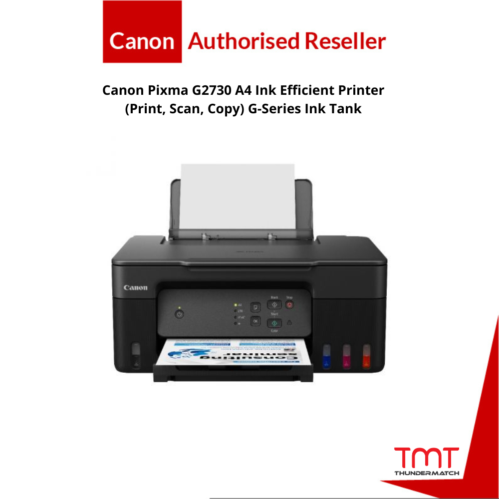 Canon Pixma G2730 A4 Ink Efficient Printer (Black) (Print, Scan, Copy) G-Series Ink Tank (MC-G04) | 2Y Warranty | (GI-71,71S BK/C/M/Y)