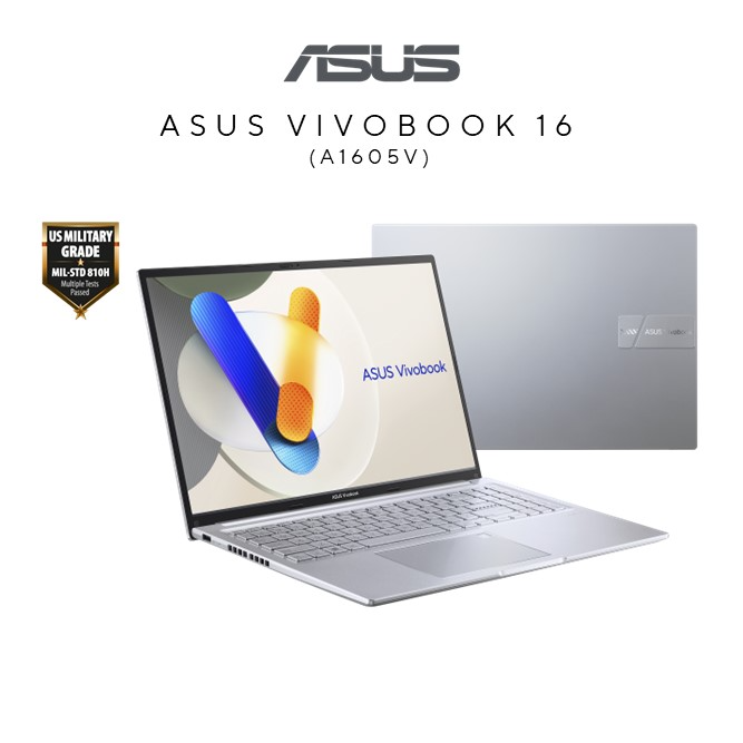 Asus Vivobook A1605V-APMB035WS/APMB036WS | Intel Core 5-120U | 16GB RAM 512GB SSD | 16.0'' WUXGA (1920x1200) 60Hz | Intel Share | MS Office H&S 2021 | Win11 | 2Y Warranty