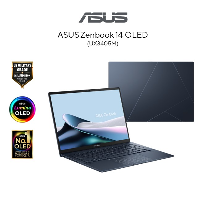 Asus ZenBook 14 OLED UX3405M-APZ345WS/APZ346WS Laptop | Intel EVO Core Ultra 9-185H | 32GB RAM 1TB SSD | 14" Touch 3K (2880x1800) OLED 120Hz | Intel Arc Graphics | MS Office H&S 2021 | Win11 | 2Y Warranty (Sleeve + USB-A to RJ45 Lan)
