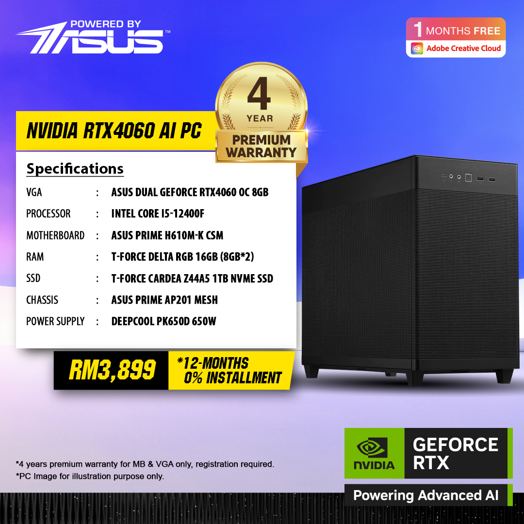 (Powered by Asus) AI PC Dual GeForce RTX™ 4060 OC
