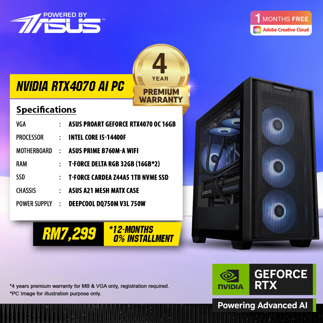 (Powered by Asus) AI PC ProART GeForce RTX™ 4070 OC