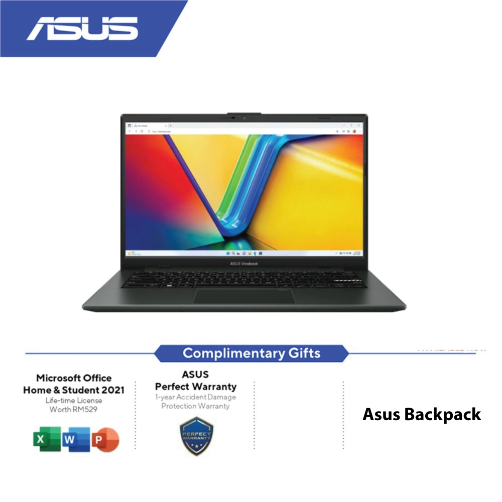 Asus VivoBook Go E1404F-AEB888WS Laptop | AMD Ryzen 5-7520U | 16GB RAM 512GB SSD | 14'' FHD | AMD Radeon Share | MS Office H&S 2021 | Win11 | 2Y Warranty