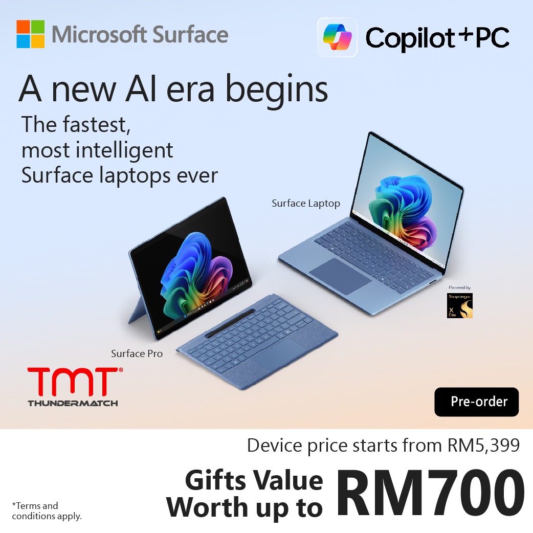 [Pre-Order] Microsoft Surface Laptop 7 | Copilot+ PC | 13.8"/15"touchscreen | Snapdragon X Plus/X Elite | 16GB RAM | 256GB/512GB SSD | (Latest 7th Edition) | Platinum/Black/Dune/Sapphire | [ETA 6 Aug 2024]