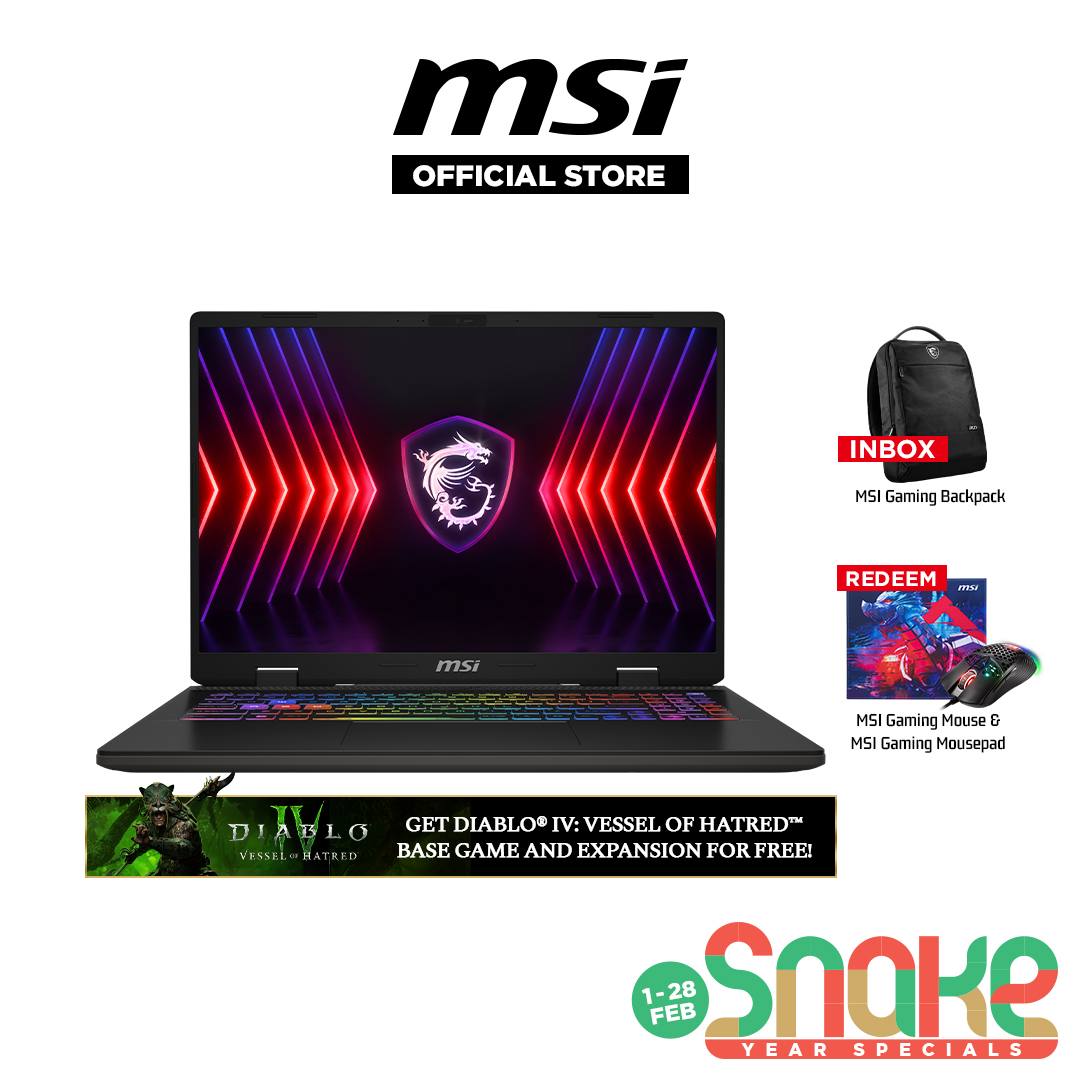 MSI Sword 16 HX B14VGKG-620MY Gaming Laptop | Intel i9-14900HX | NVD RTX4070