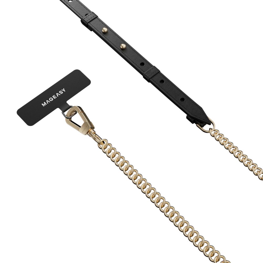 Mageasy Phone Modern Leather Chain Strap + Strap Card