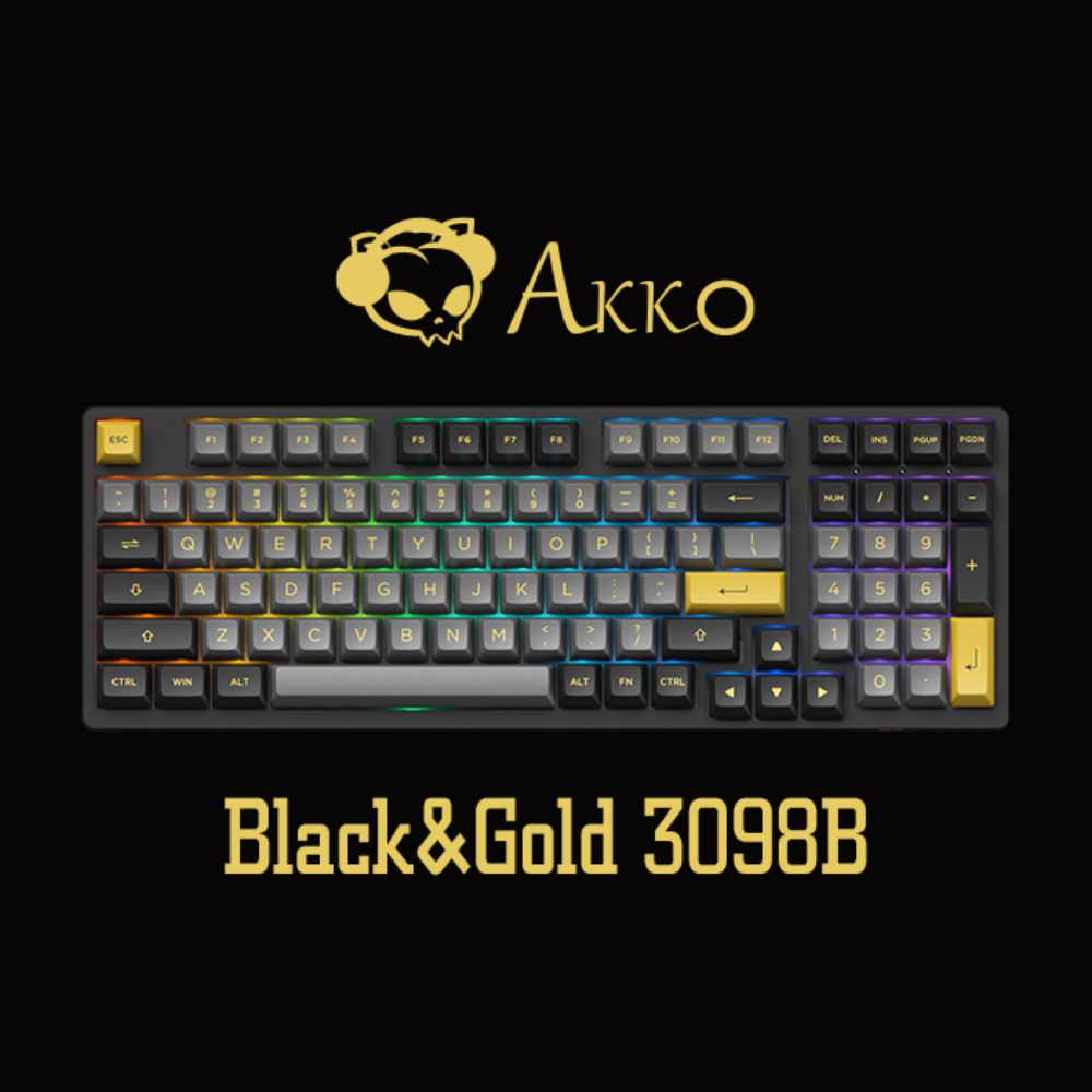 Akko 3098B Plus Black & Gold | Multi-Mode Wireless | 5-pin Hot-Swap Keyboard