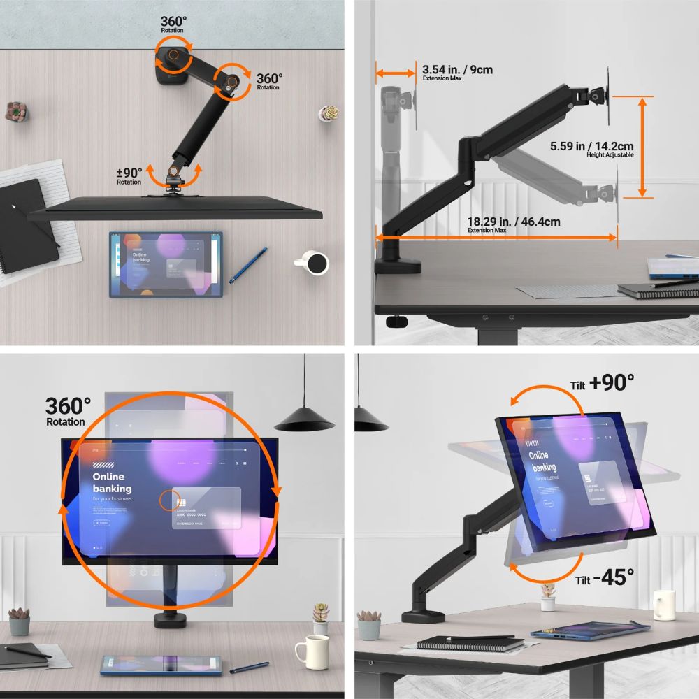 J5 Create Ergonomic Monitor Mount / Support 17" to 32" monitors