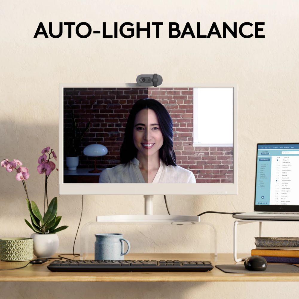 Logitech Brio 100 Full HD Webcam | Auto-Light Balance, Built-In Mic, Privacy Shutter, USB-A