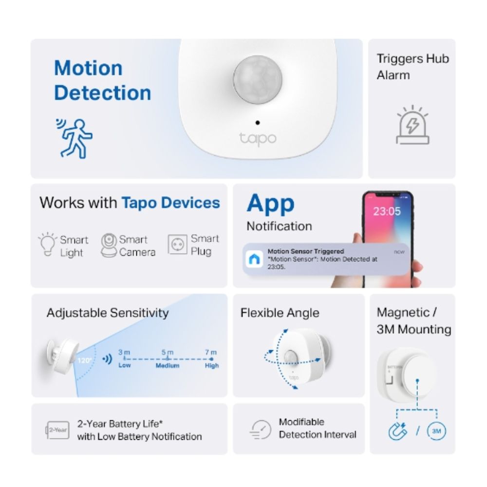 TP-Link Tapo Smart Home Security Hub with Chime Tapo T100 Smart Motion Sensor