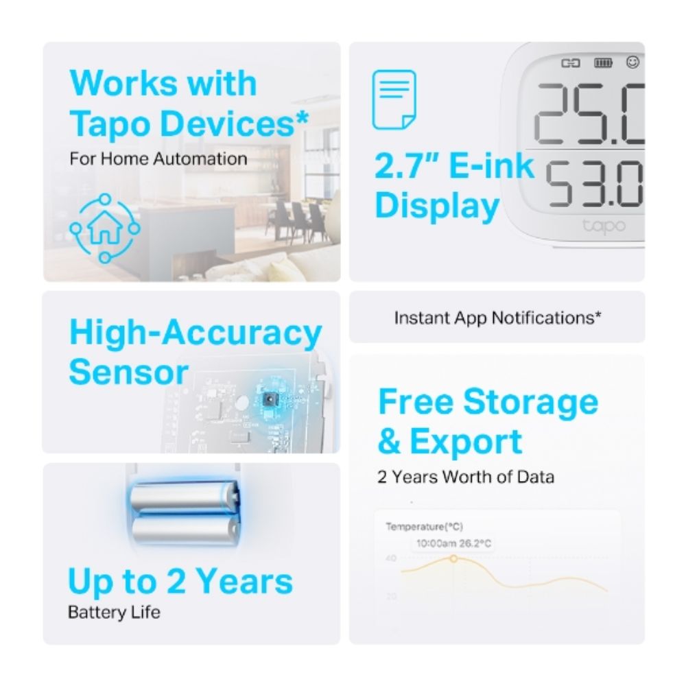 TP-Link Tapo Smart Home Security Hub with Chime Tapo T315 Smart Temperature & Humidity Monitor