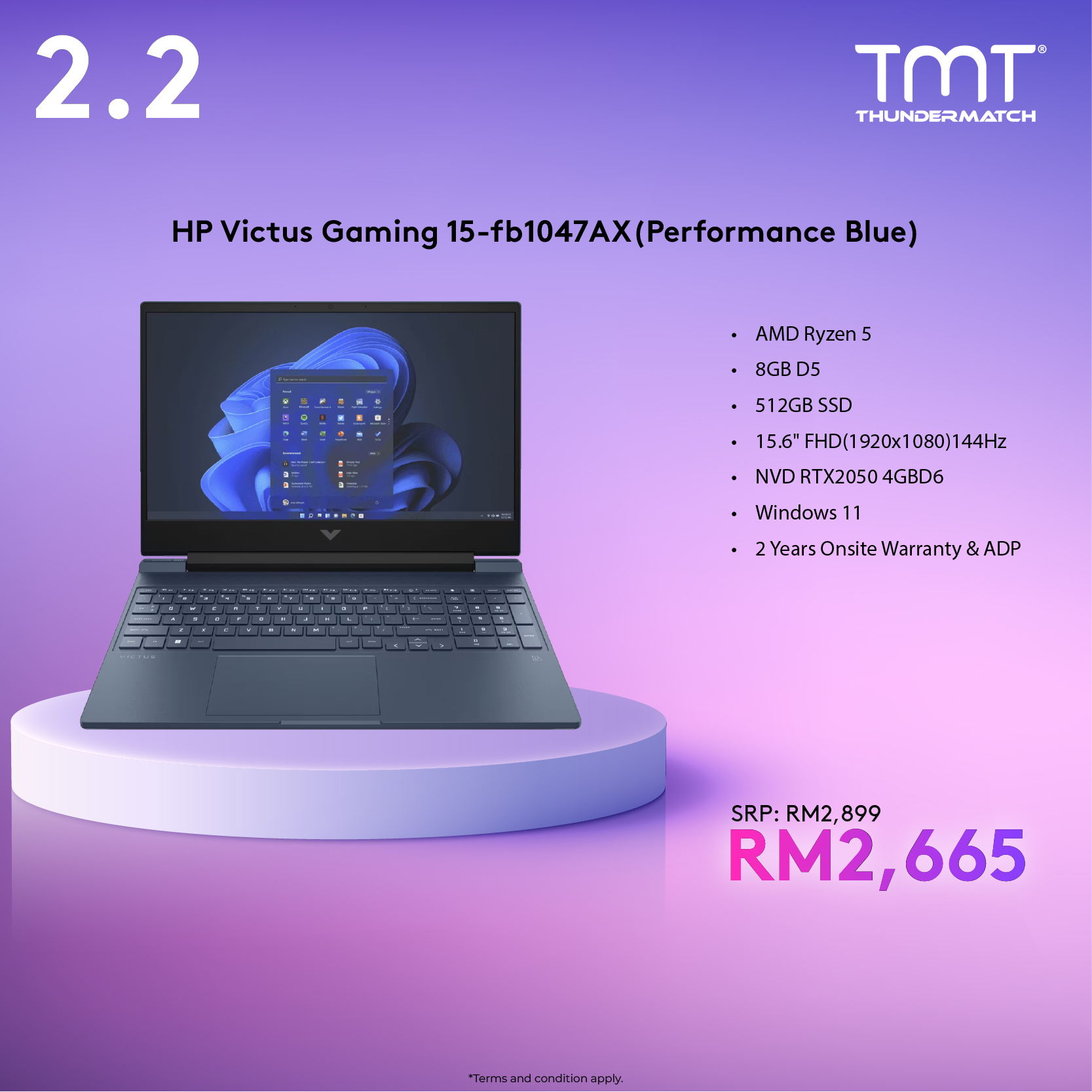 HP Victus Gaming 15-fb1047AX / fb1048AX Gaming Laptop | AMD Ryzen 5-7353HS | NVD RTX2050