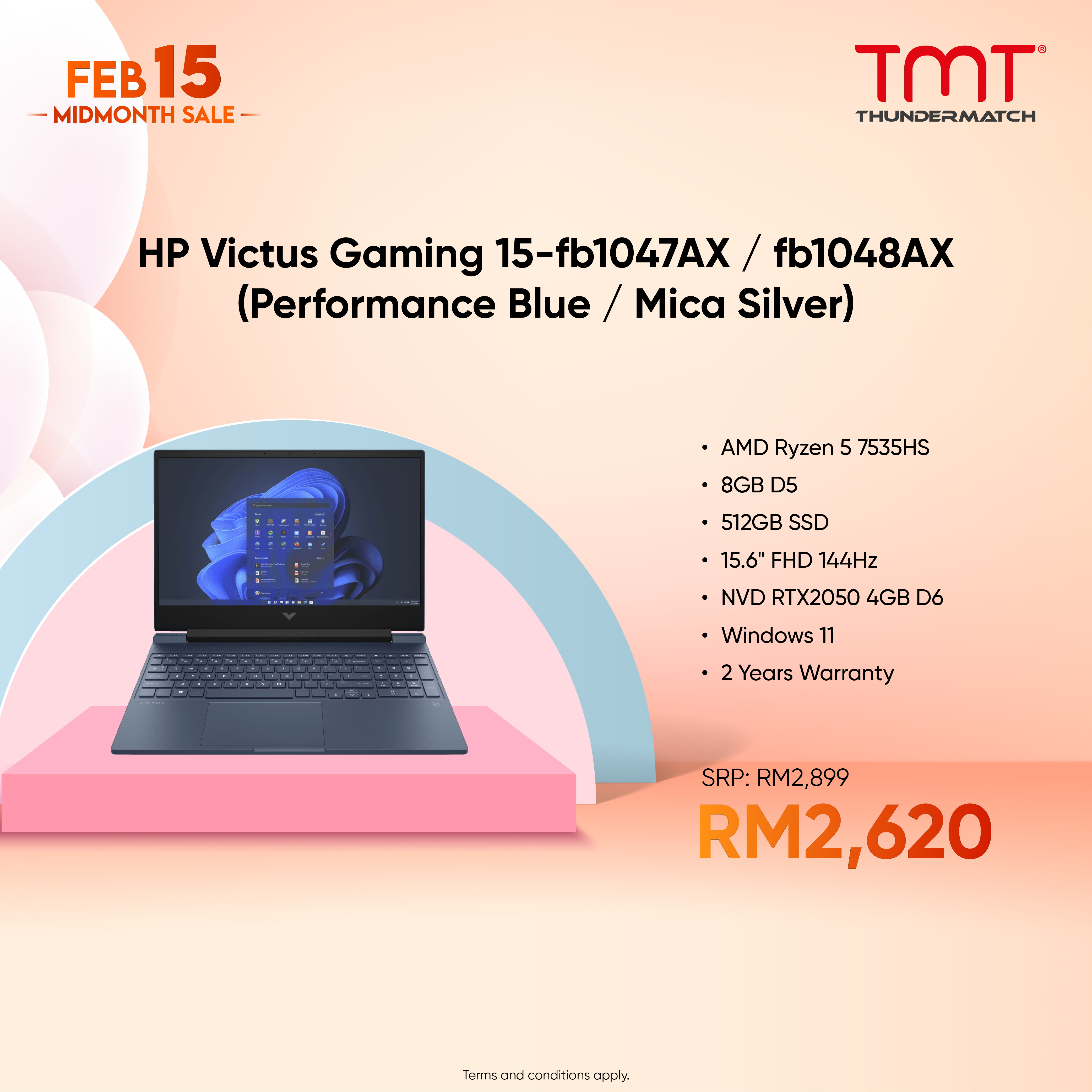 HP Victus Gaming 15-fb1047AX / fb1048AX Gaming Laptop | AMD Ryzen 5-7353HS | NVD RTX2050