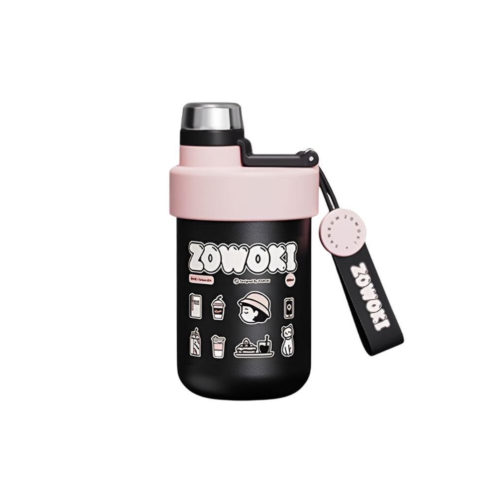 Zowoki Q12 Black Pink Edition Thermos Drinking Bottle 600mL