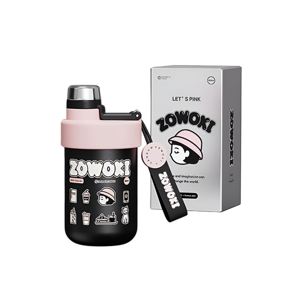 Zowoki Q12 Black Pink Edition Thermos Drinking Bottle 600mL