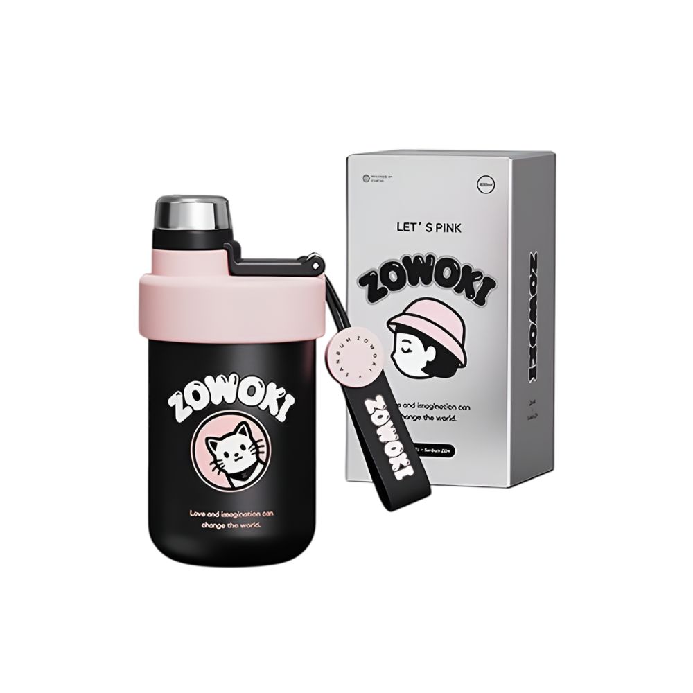 Zowoki Q12 Black Pink Edition Thermos Drinking Bottle 600mL