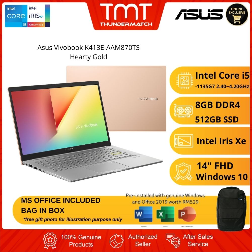 Asus Vivobook K513E-ABN1930WS Transparent Silver Laptop | Intel Core i5-1135G7 | 8GB RAM 512GB SSD | 15.6 FHD | W11 | FREE MS Office+Bag