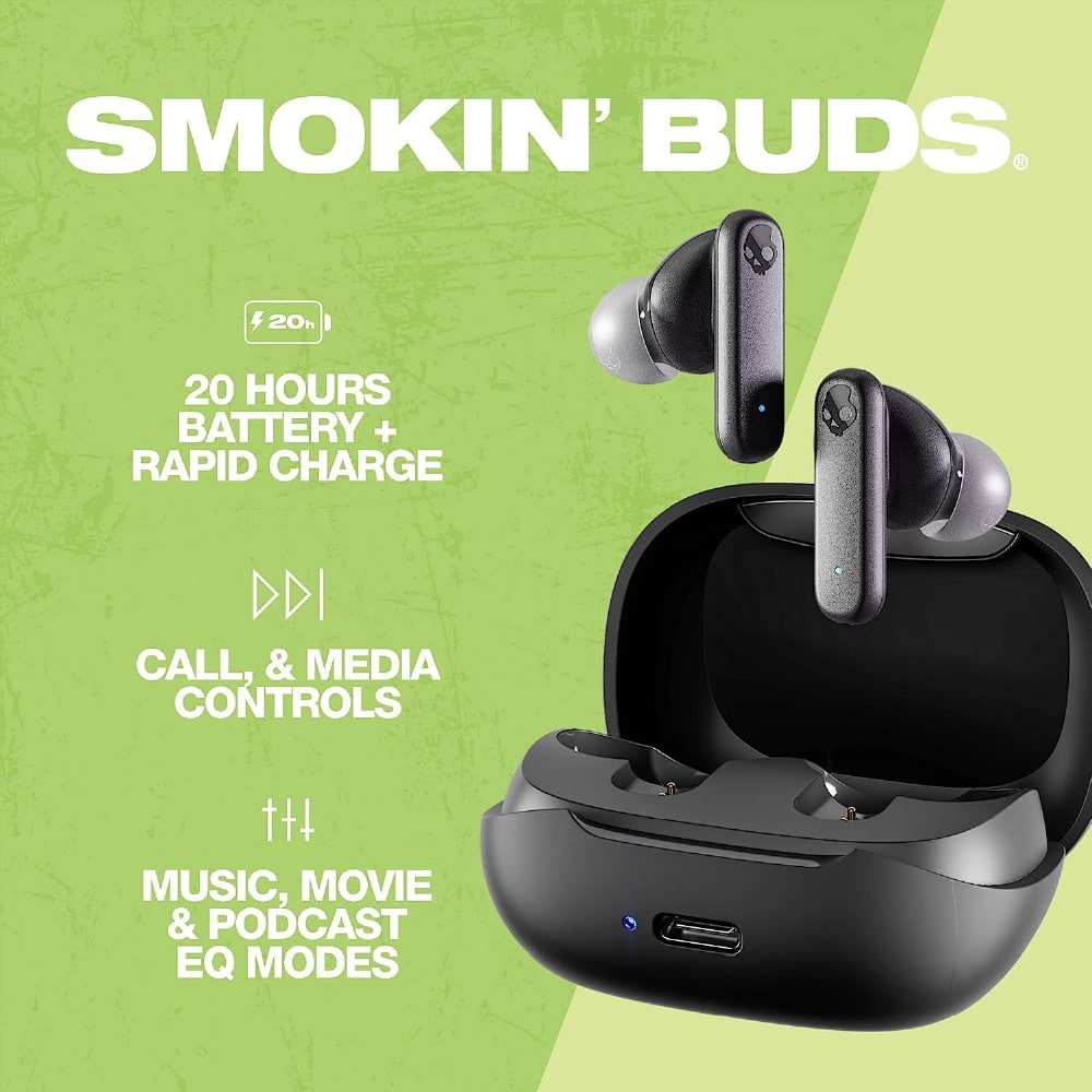 (Box Damage Unit) Skullcandy Smokin' Buds True Wireless Earbuds - Black