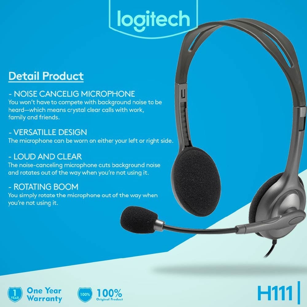 Logitech H111 Stereo AUX Headset | Thunder Match