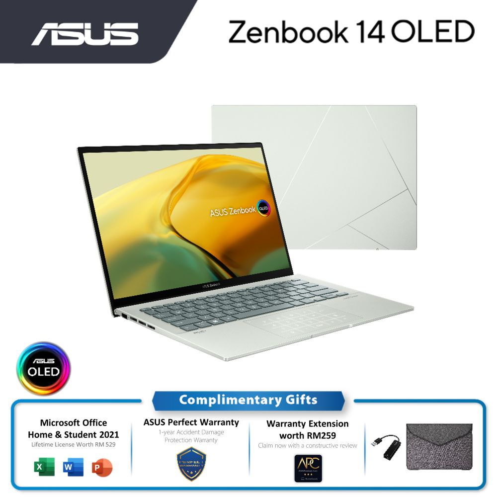 Asus ZenBook 14 OLED UX3402Z-AKM494WS Laptop | i5-1240P | 16GB RAM 512GB SSD | 14" | W11 | MS Office+Sleeve+US