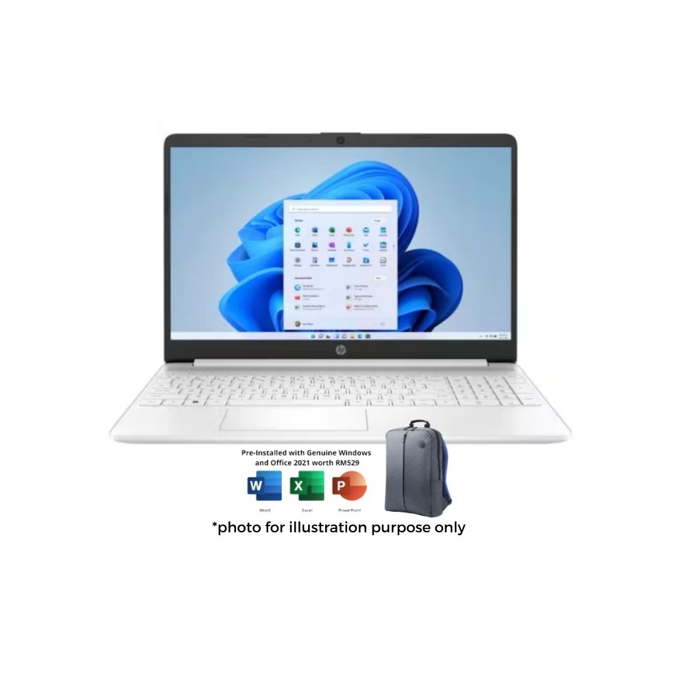 HP 15s-eq3061AU 787N0PA White Laptop | Ryzen™5 | 8GB RAM 512GB SSD | 15.6" FHD | AMD Radeon™ | W11 | 2Y Warranty | MS OFFICE+BAG