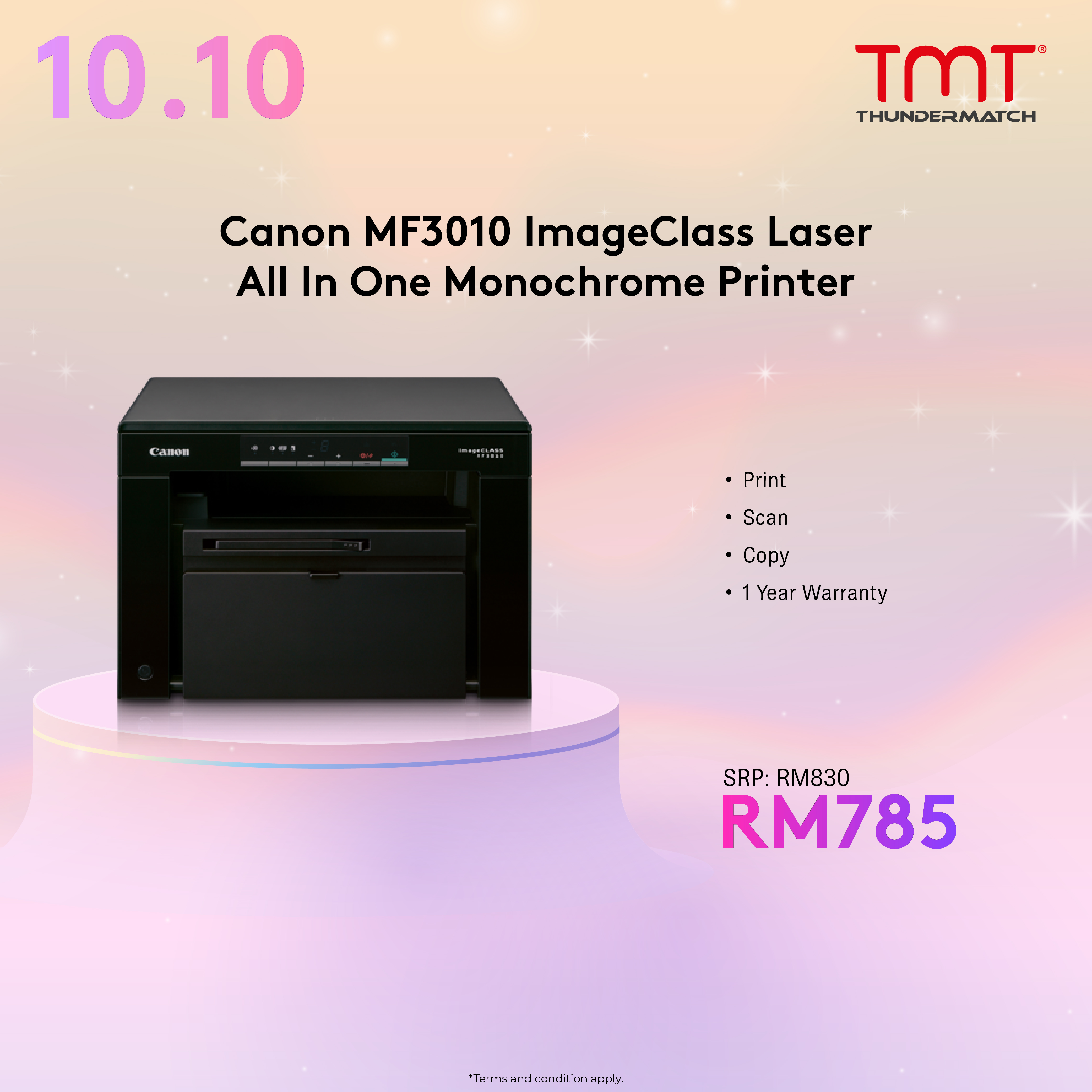 (TNG RM50) Canon ImageClass MF3010 All In One Monochrome Laser Printer