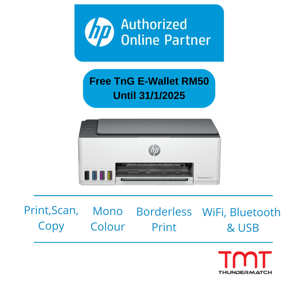 HP Smart Tank 580 | Print/Scan/Copy | Wireless Print | 12ppm(BK) & 5ppm(CLR) | 1200x1200 dpi | 2Y Onsite Warranty