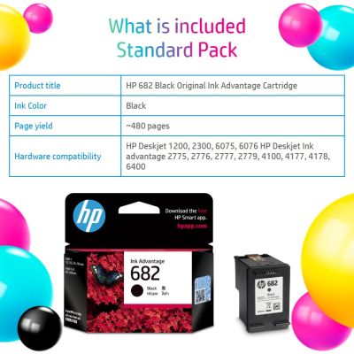 HP 682 Original Ink Advantage Cartridge ( Black 3YM77AA | Color 3YM76AA )