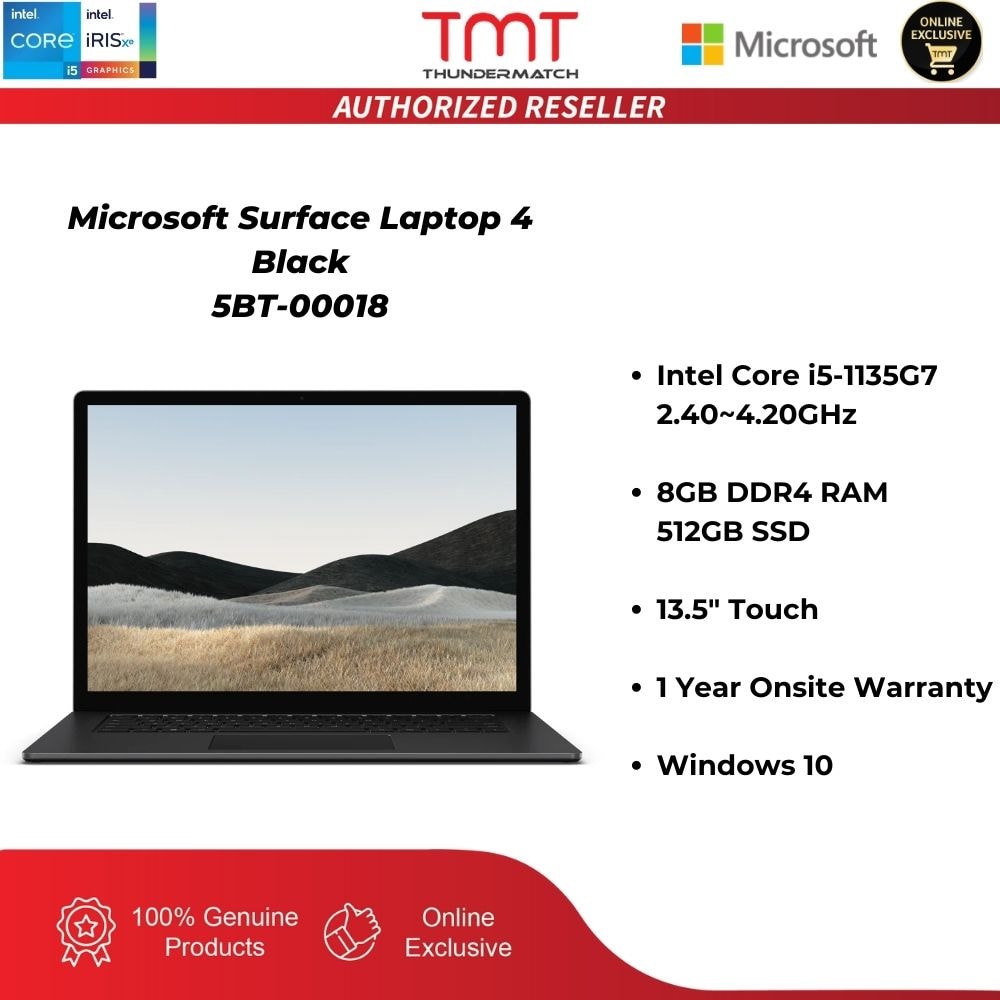 Microsoft Surface Laptop 4 Black | i5-1135G7 | 8GB 512GB SSD | 13.5" | W10 (5BT-00018)